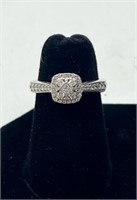 Sterling Diamond Engagement Style Ring