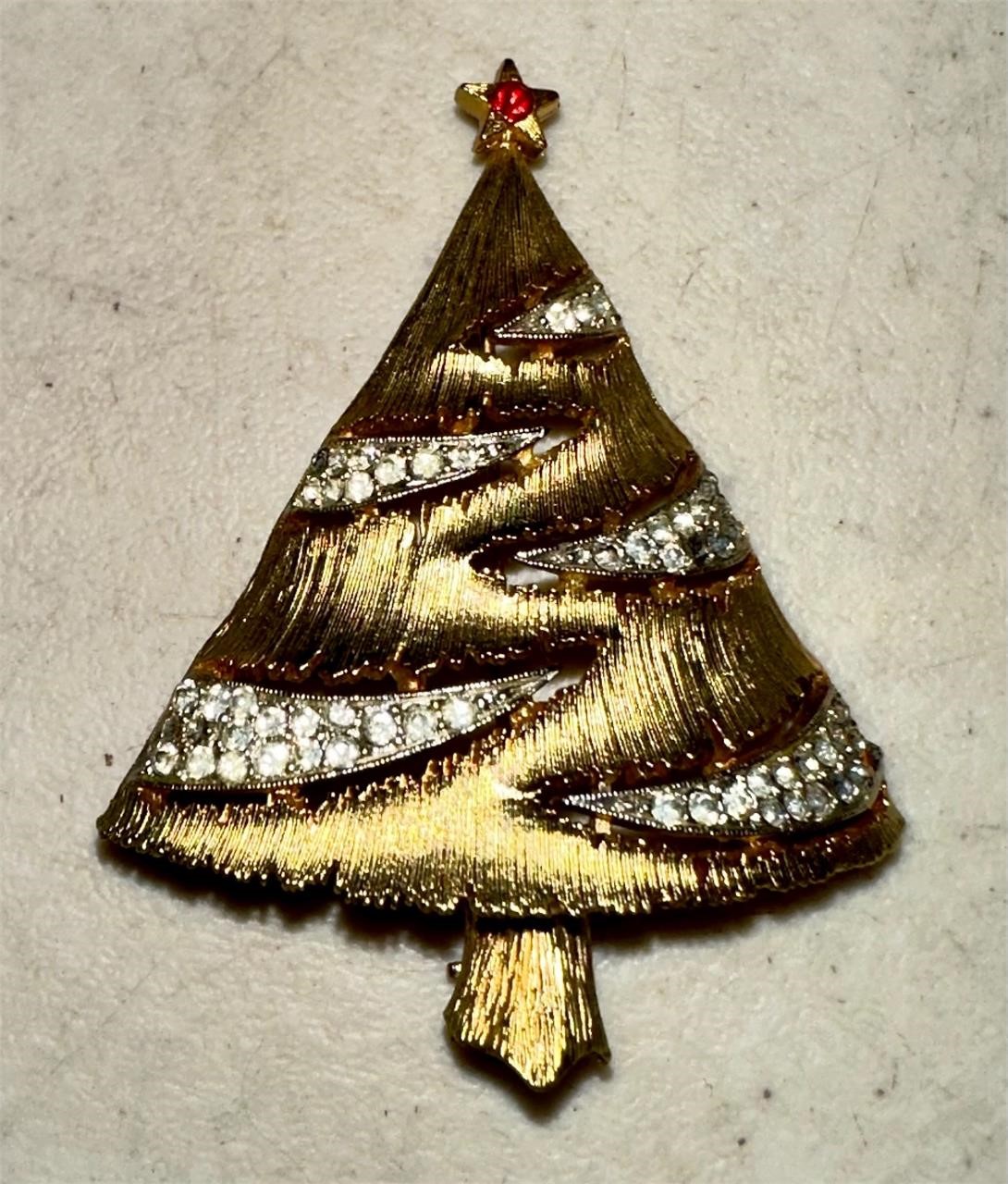 J.J. Christmas Tree Brooch