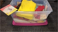 Storage box with lid containing fabric,