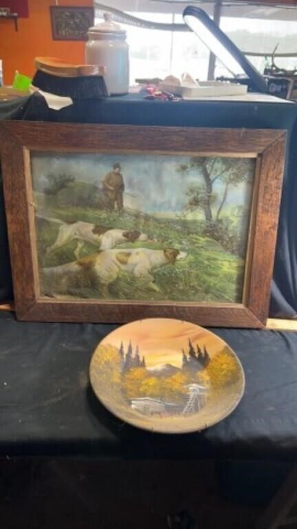 Hunting art (broken glass)  & decortive plate