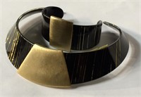 Brass & Black Lucite Choker & Cuff Bracelet