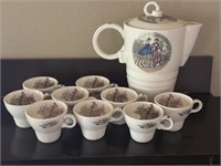 Victory by Salem China Company Tea Pot & Tea Cups