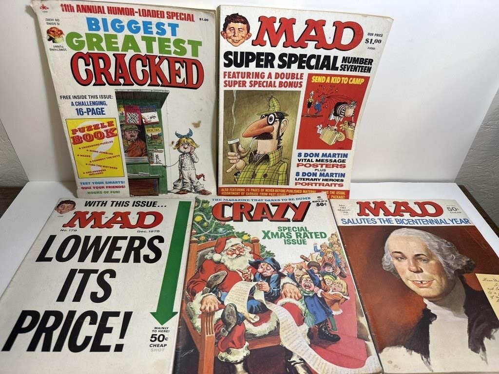 5- Vintage Mad Magazine Cracked mags 1970’s