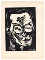 Conrad Felixmuller original woodcut "Self Portrait