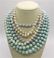 5 PEARL LIKE BEADED NECKLACES