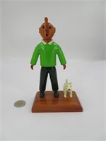 Rare, statue en bois Tintin et Milou