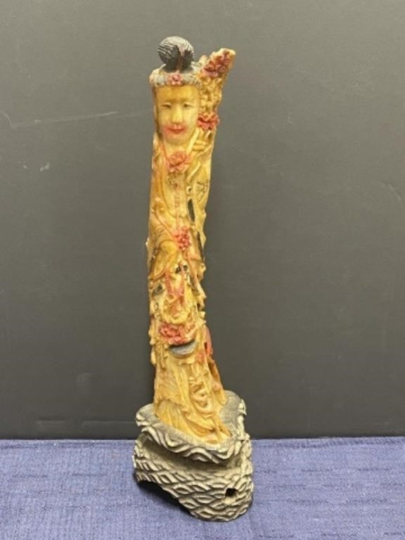 Antique Asian bone carving statue hollow inside