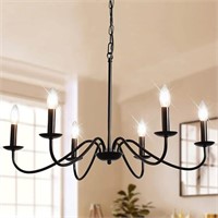 PUMING Black Chandelier 6-Light Modern Farmhouse