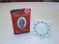 Vintage Metal Prince Albert Can & Timer