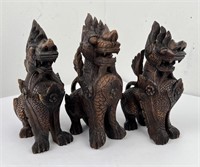 Myanmar Burma Carved Wood Temple Dogs
