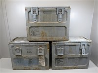 3 Large metal 50 cal. heavy duty ammo cans –
