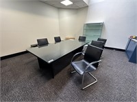 Glass Top Boardroom Table 2.5m x 1.2m & 6 Chairs