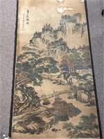 Chinese Watercolor Print Scroll