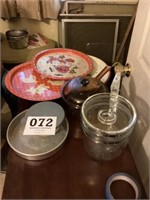 Trays, coffee pot,  misc.