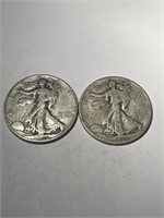 2 Walking Liberty Silver Half Dollars -1936 & 1946