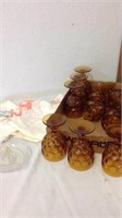 Amber glass wine glasses juicer and vintage