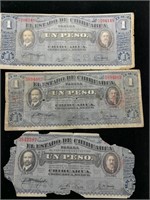 (3) 1914 El Estado De Chinuahua Un Peso Bills