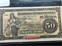 1915 Gobierno Convencionista De Mexico 50c Bill