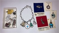 Sterling charm bracelet & charms most sterling