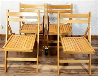 4 chaises en bois pliantes vintage en bon état
