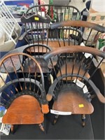 (4) Windsor Style Doll Chairs with Settee