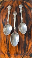 3 sterling silver teaspoons , 6 inches ling