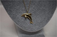 14K Gold Chain & Dolphin Pendant