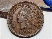 OF) Full Liberty 1904 Indian head penny