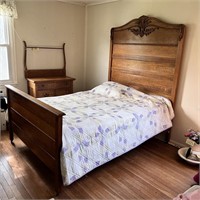 Vintage High Back Oak Bed (head, foot & sides)