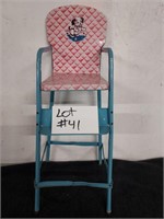 Antique metal doll high chair
