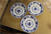 Lot of Three Flow Blue Plate/Bowls