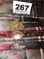 4 LEATHER BELTS WITH NICE BUCKELS