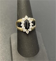 10 KT Black Onyx and CZ Ring