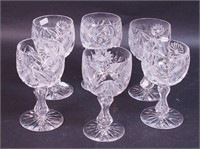 Six cut glass goblets, 6 1/4" high