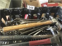 CRATE OF HAMMERS AND TOOLS