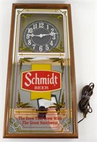 * Schmidt Beer Mirrored Clock - Clock Lights Up