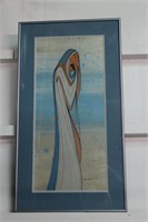 Framed print signed ioyanmani '85,  15" X 27"