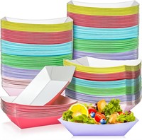 MotBach 150 Pack 1LB Colorful Paper Food Boat Tray