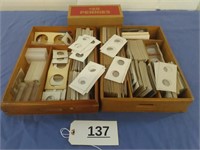 2 Wood Trays of Coin Holders