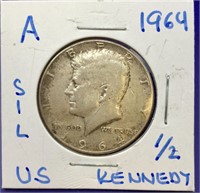 Silver 1964 US Kennedy Half Dollar
