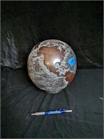Wooden Carved Globe - 62" Circumference