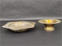 Two Solid Brass Ashtrays