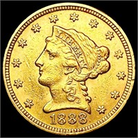 1888 $2.50 Gold Quarter Eagle CLOSELY