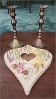 Brass candlesticks, heart decorative instrument