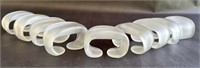 Set of Eight Frosted Glass Napkin Rings