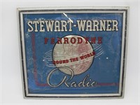 REVERSE PAINTED STEWART WARNER RADIO SIGN