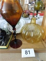 Amber long stemmed chalice 16" tall - pumpkin