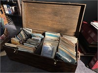 Wooden Crate with Vintage Map Collection