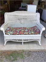 Vintage Wicker Loveseat with Seat Cushion 54W x