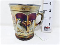 Singing Birds Amethyst Carnival Glass Mug